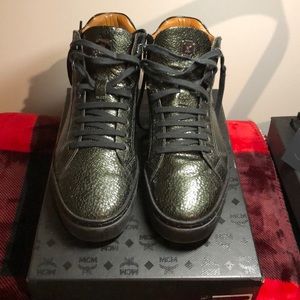 MCM Mens High Top Sneakers Gun Metal Gray